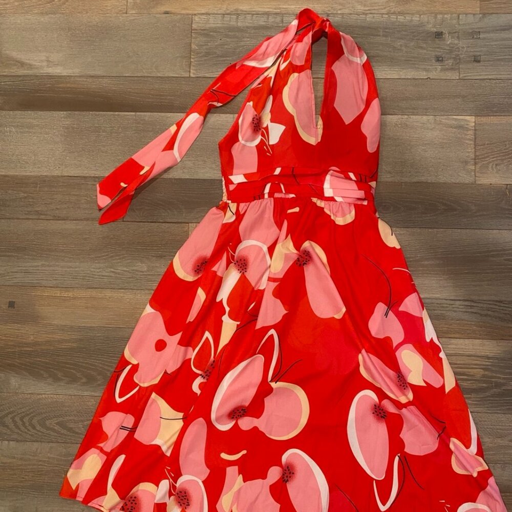 Boho Bright Summer Floral Print Midi Dress